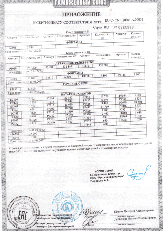 Сертификат соответствия № 0324578  - Белинский | belinskij.salutsklad.ru 